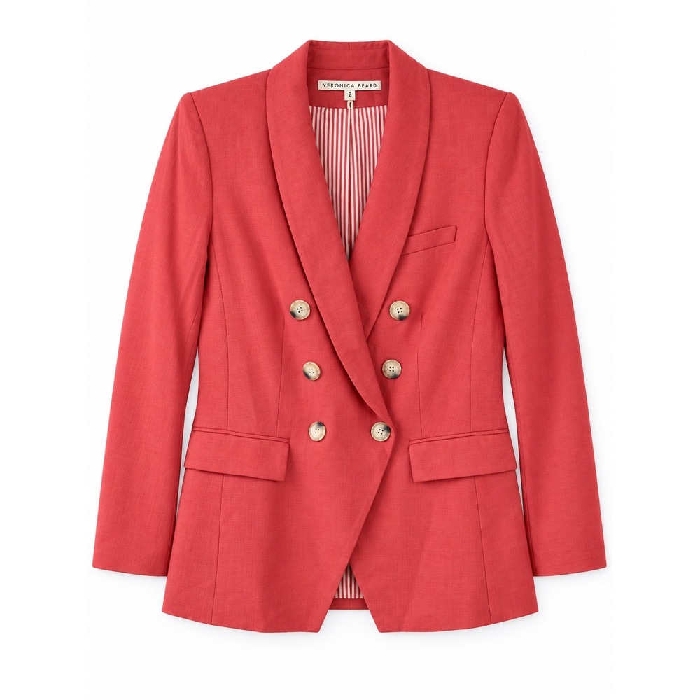 Veronica Beard Coral Pink Double Breasted Shawl Lapel Blazer Size 6